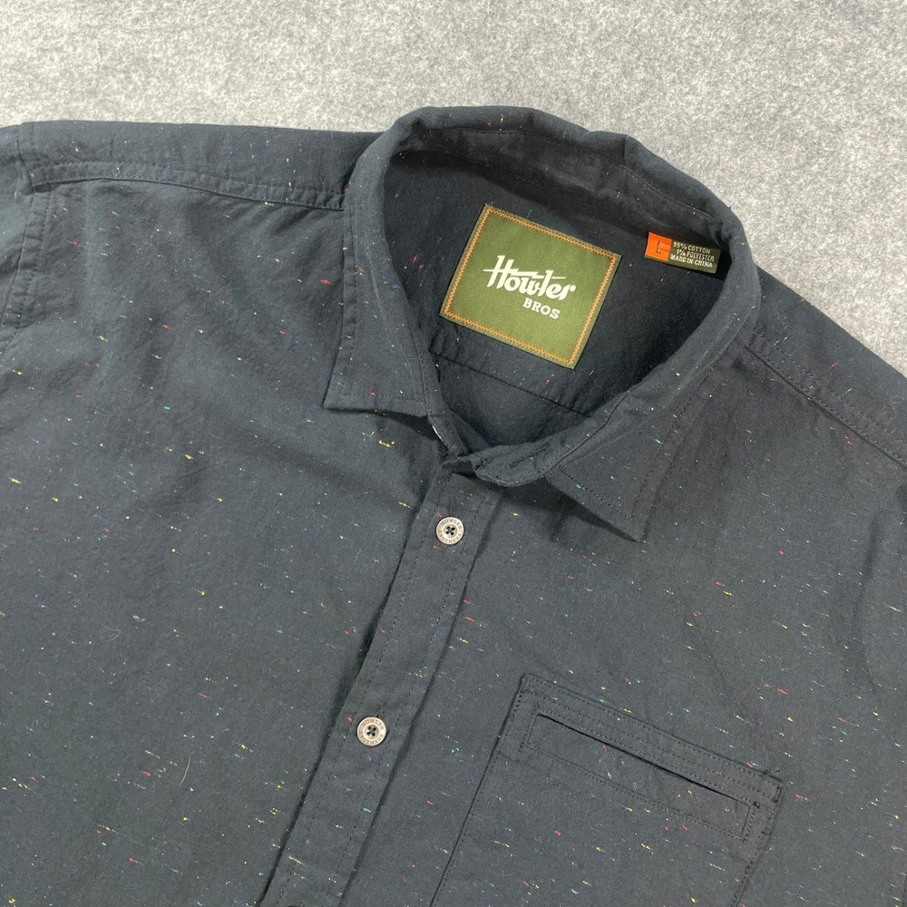Howler Bros Mens Shirt L Gray Speckled Long Sleeve Button Up Front Pocket
